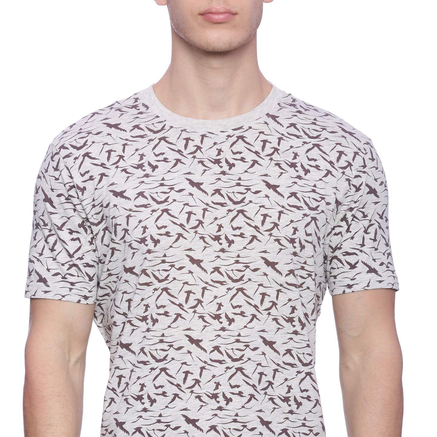Wolfpack Men Ecru Melange Printed T-Shirt Wolfpack