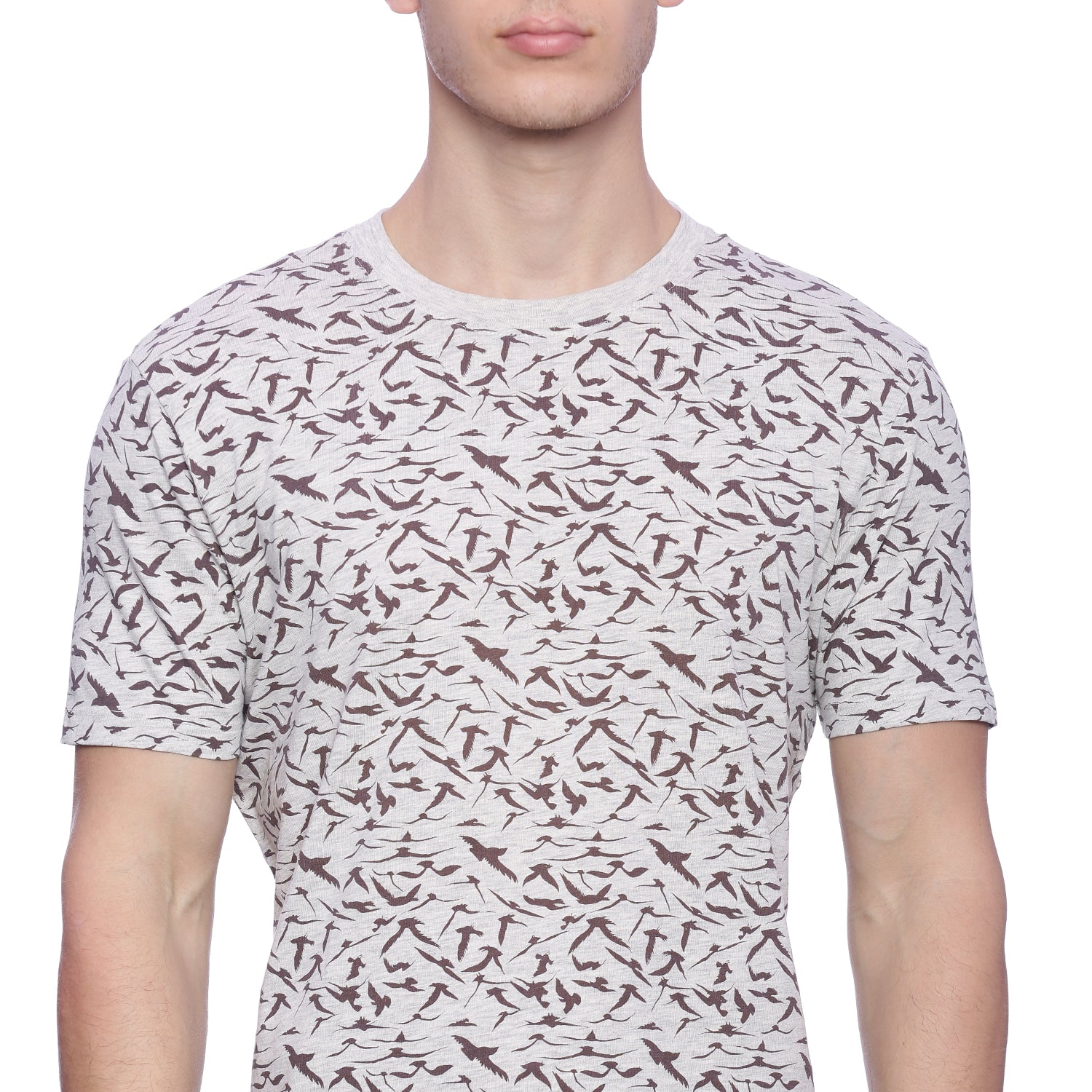 Wolfpack Men Ecru Melange Printed T-Shirt Wolfpack