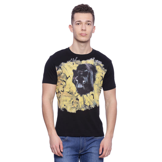 Wolfpack Men Black Round Neck Printed T-Shirt Wolfpack