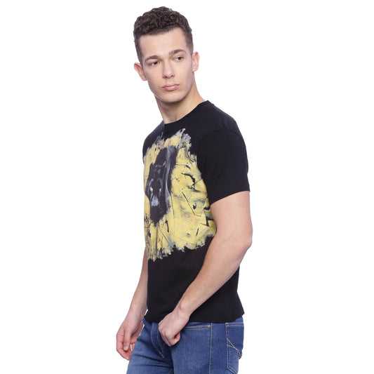 Wolfpack Men Black Round Neck Printed T-Shirt Wolfpack