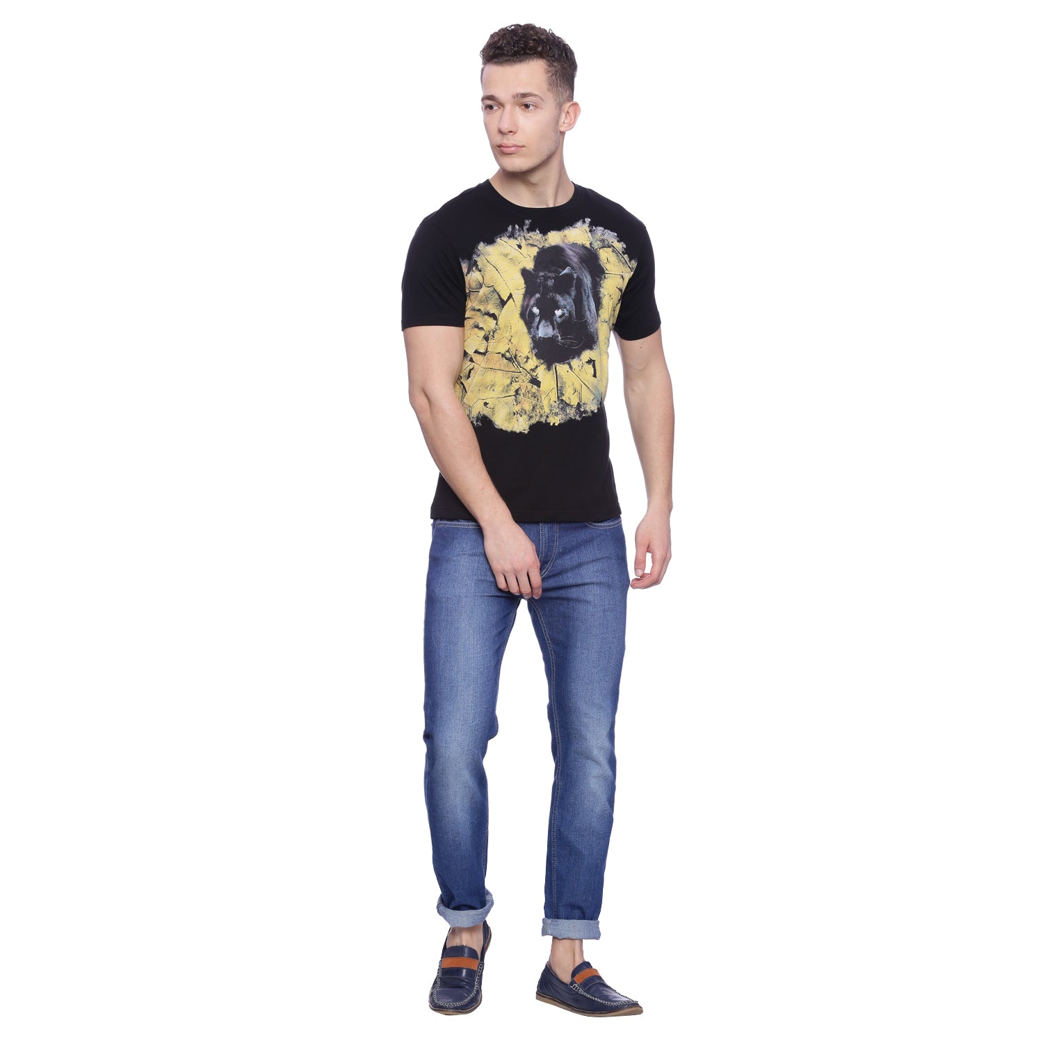 Wolfpack Men Black Round Neck Printed T-Shirt Wolfpack