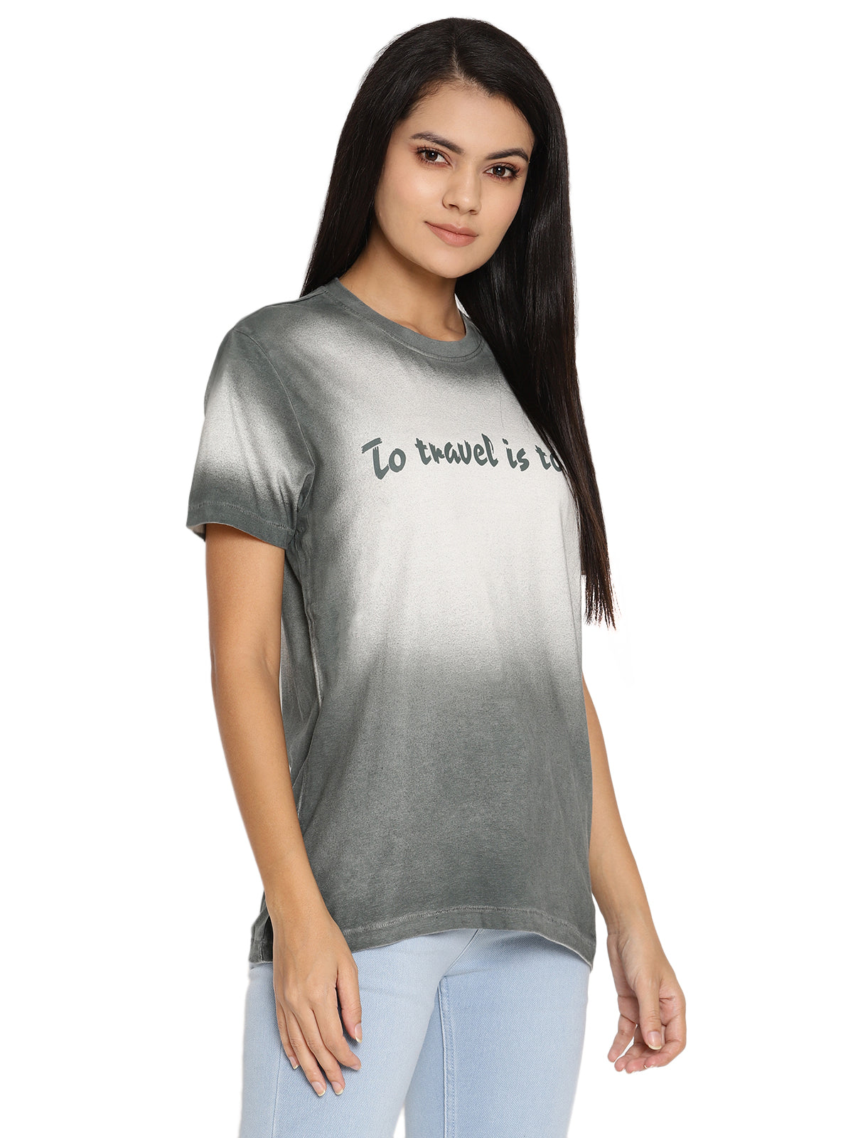Wolfpack Travel is to Live Dark Green Printed Women T-Shirt Wolfpack