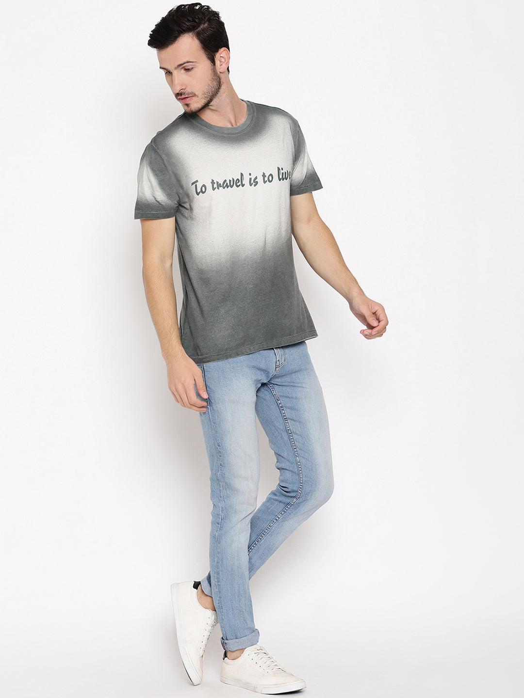 Travel is to Live Dark Green Printed Men T-Shirt Wolfpack