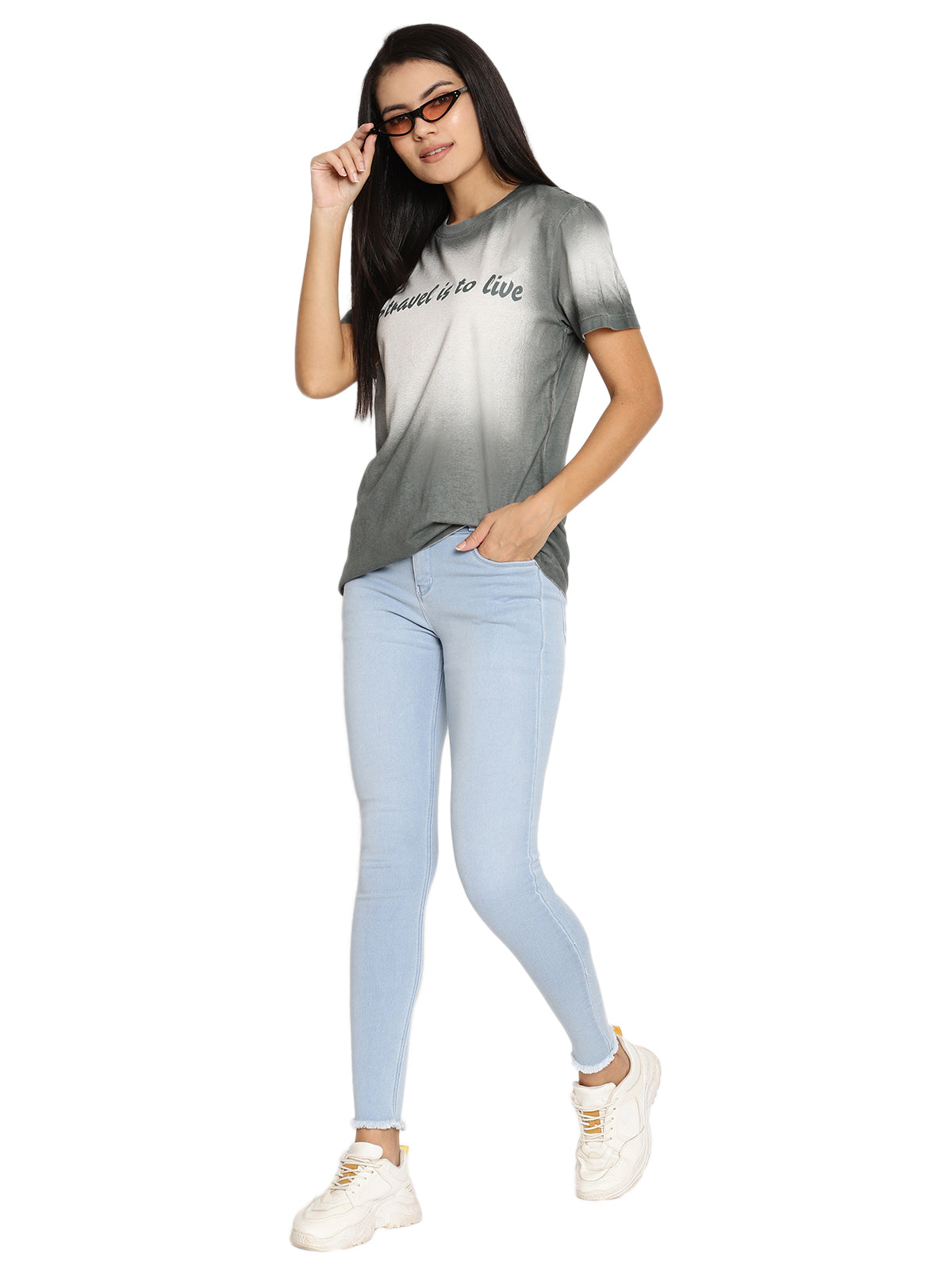 Wolfpack Travel is to Live Dark Green Printed Women T-Shirt Wolfpack