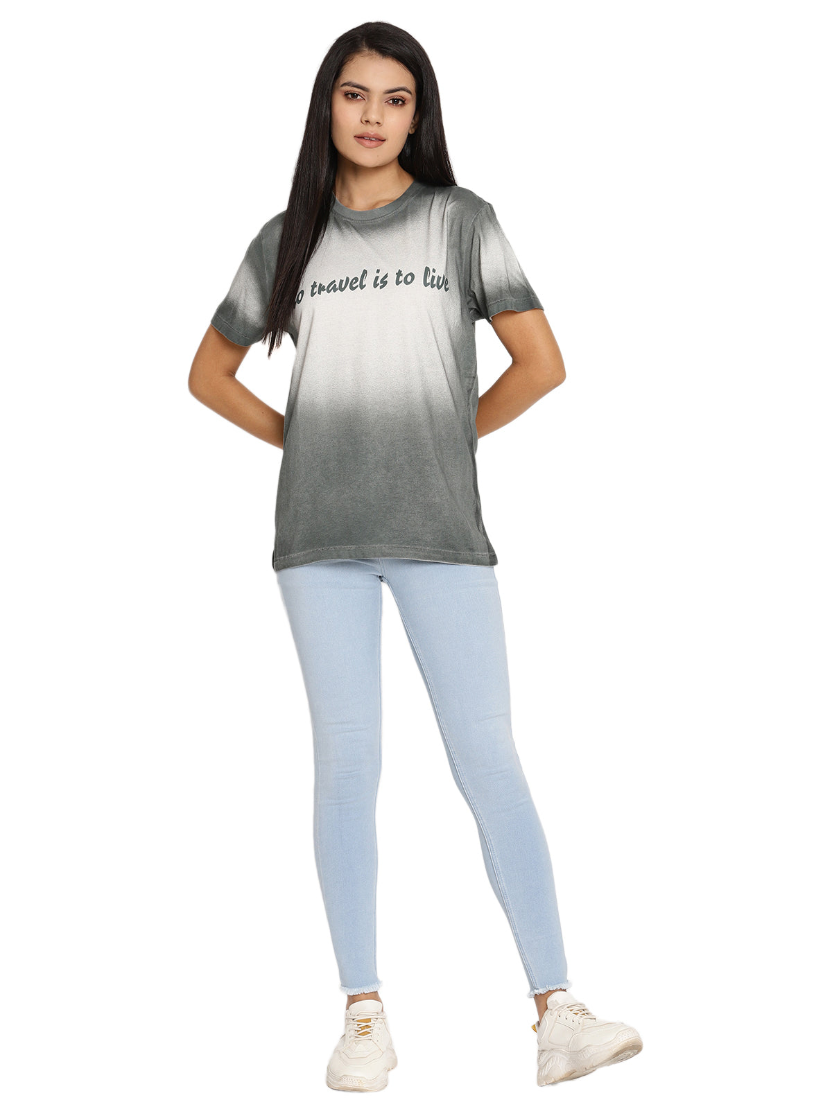 Wolfpack Travel is to Live Dark Green Printed Women T-Shirt Wolfpack
