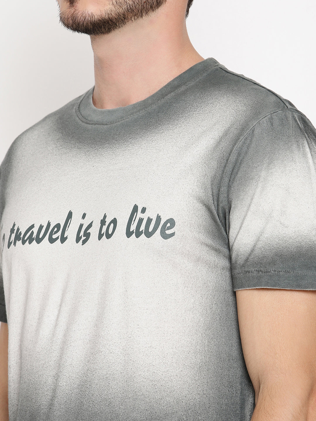 Travel is to Live Dark Green Printed Men T-Shirt Wolfpack