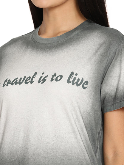 Wolfpack Travel is to Live Dark Green Printed Women T-Shirt Wolfpack