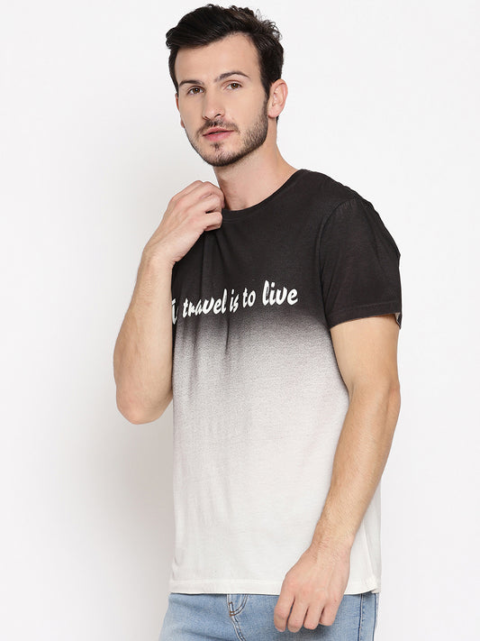 Travel is to Live Dark Grey Printed Men T-Shirt
