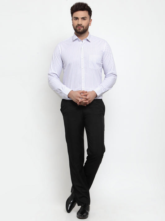 Copperline Men Blue & Pink Slim Fit Striped Formal Shirt Copperline