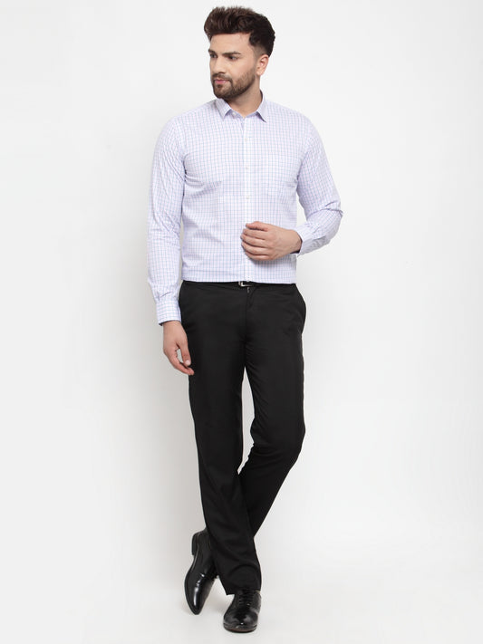 Copperline Men Pink & Blue Comfort Slim Fit Checked Formal Shirt Copperline