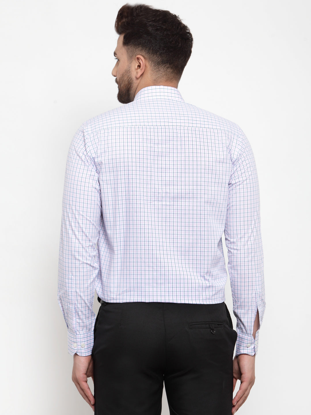 Copperline Men Pink & Blue Comfort Slim Fit Checked Formal Shirt Copperline