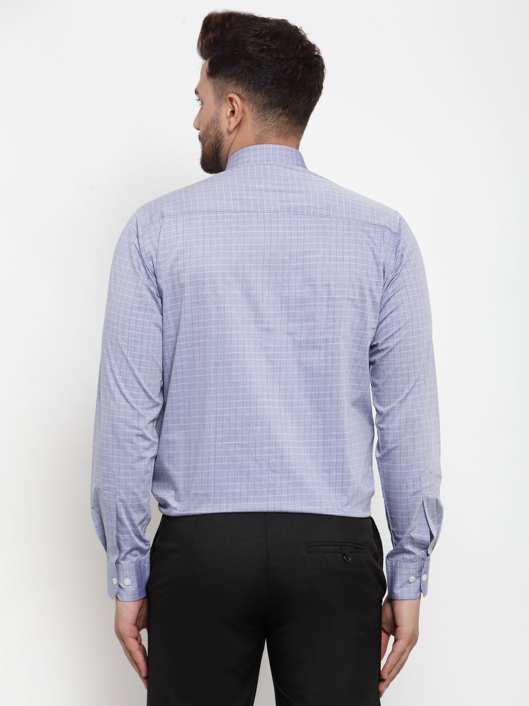 Copperline Men Blue Comfort Slim Fit Checked Formal Shirt Copperline