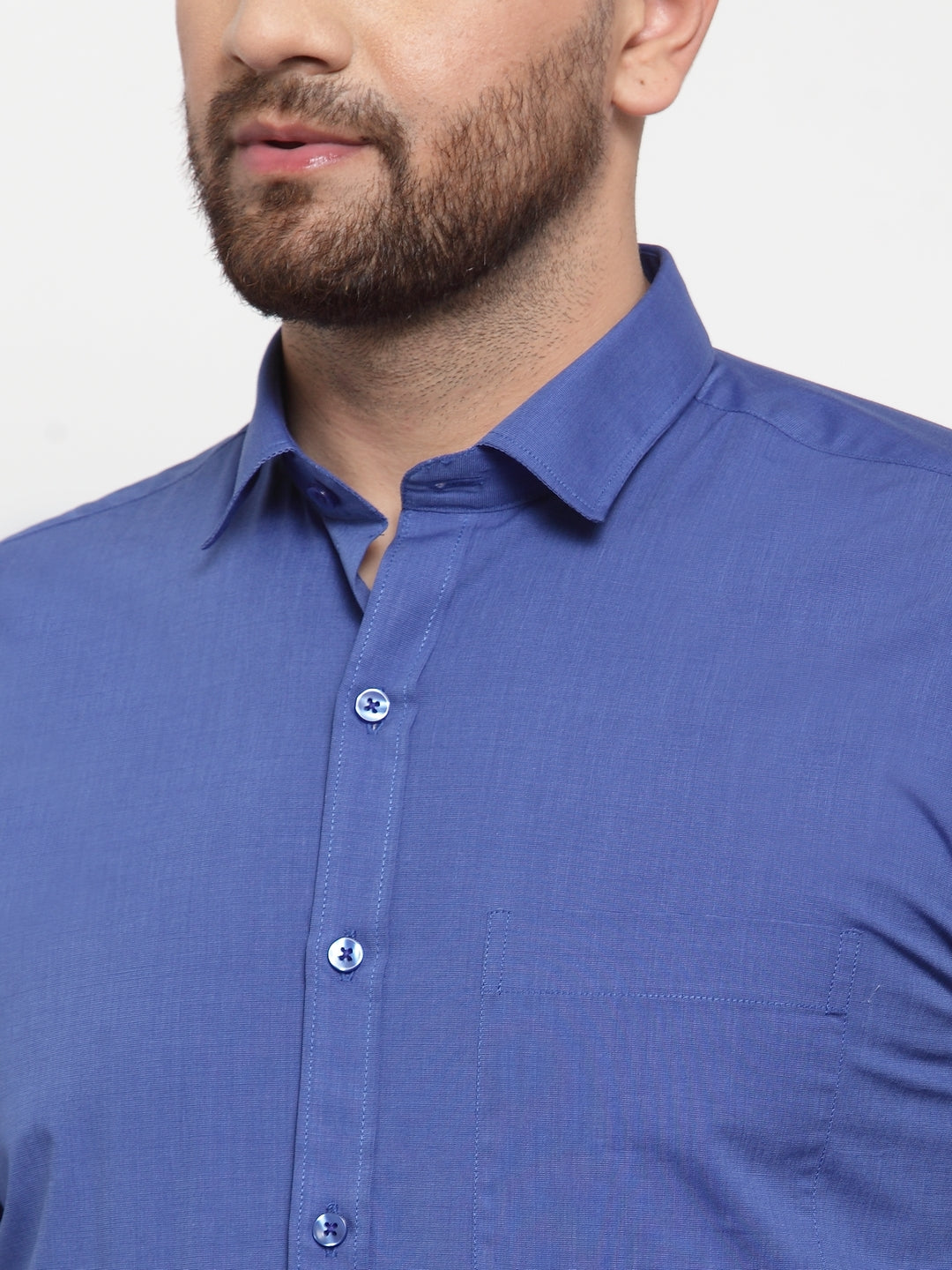 Copperline Men Blue Comfort Slim Fit Solid Formal Shirt Copperline