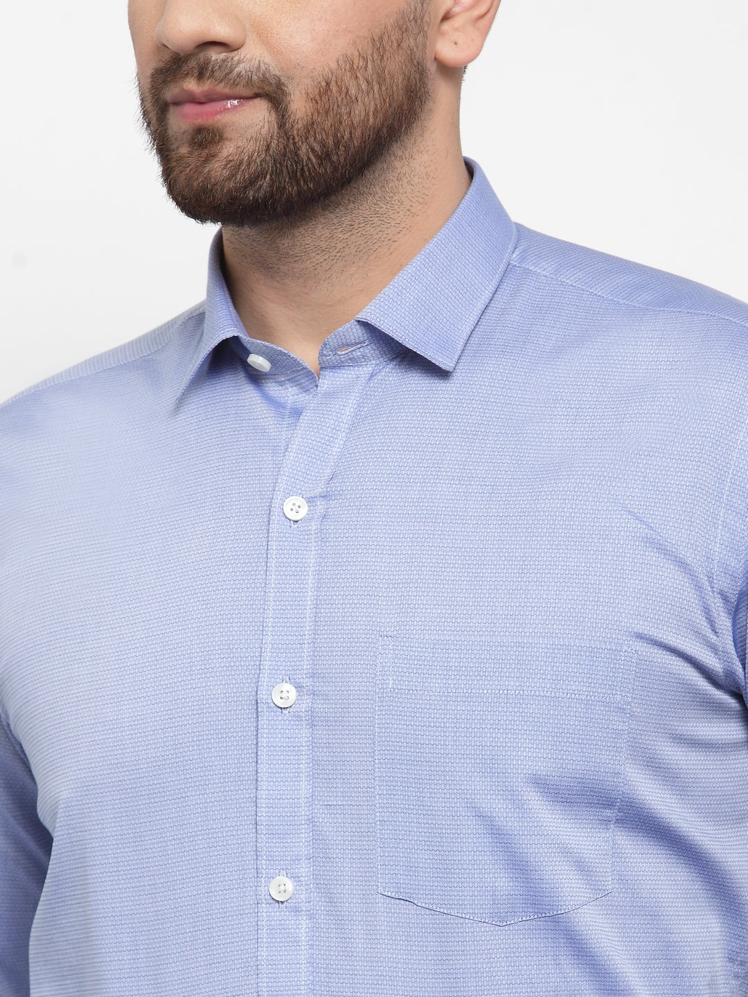 Copperline Men Blue Comfort Slim Fit Self Design Dobby Formal Shirt Copperline