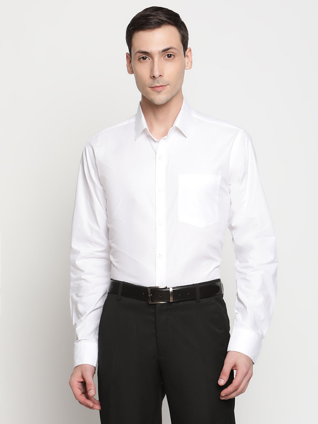 Copperline Men White Dobby Formal Shirt Copperline