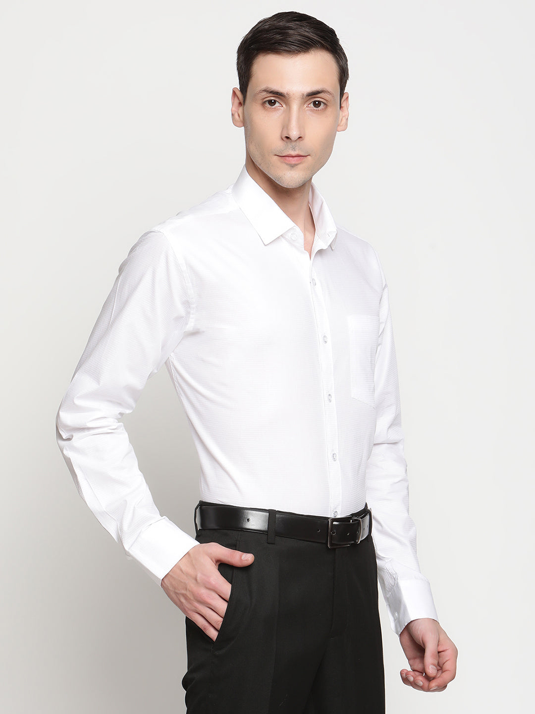 Copperline Men White Dobby Formal Shirt Copperline