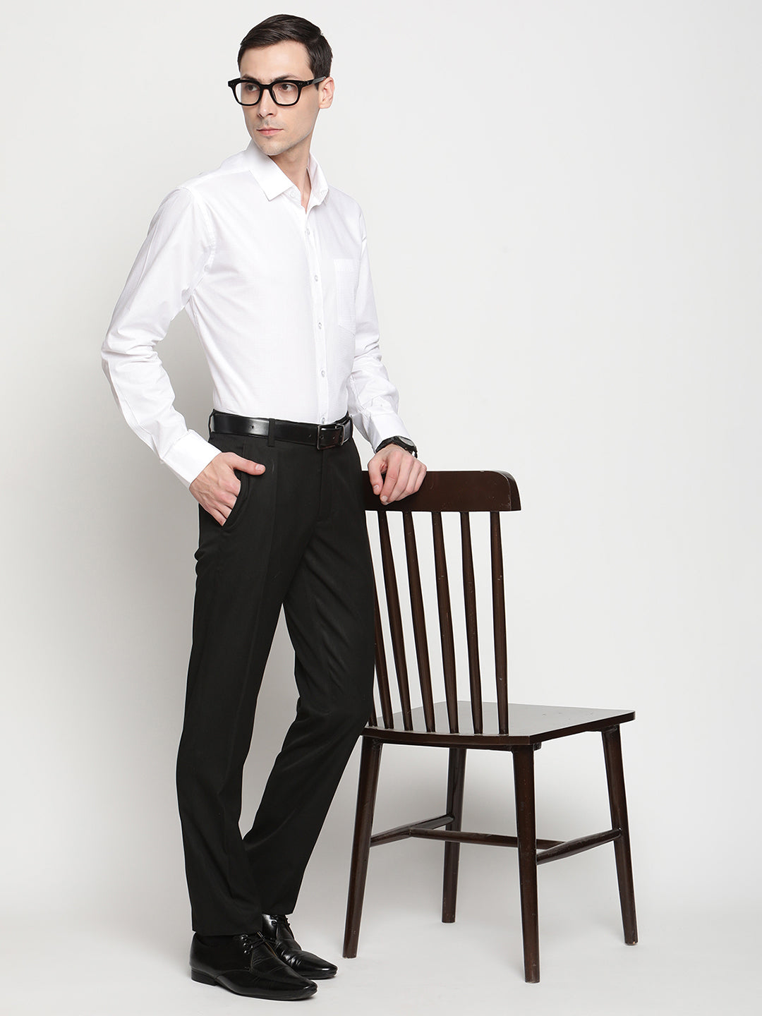 Copperline Men White Dobby Formal Shirt Copperline
