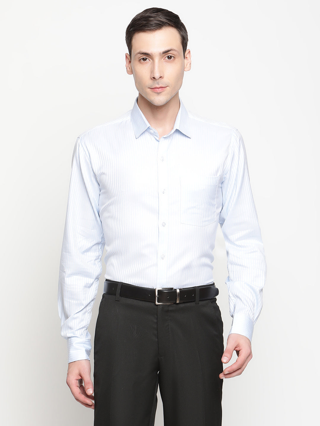 Copperline Men LIght Blue Dobby Formal Shirt Copperline