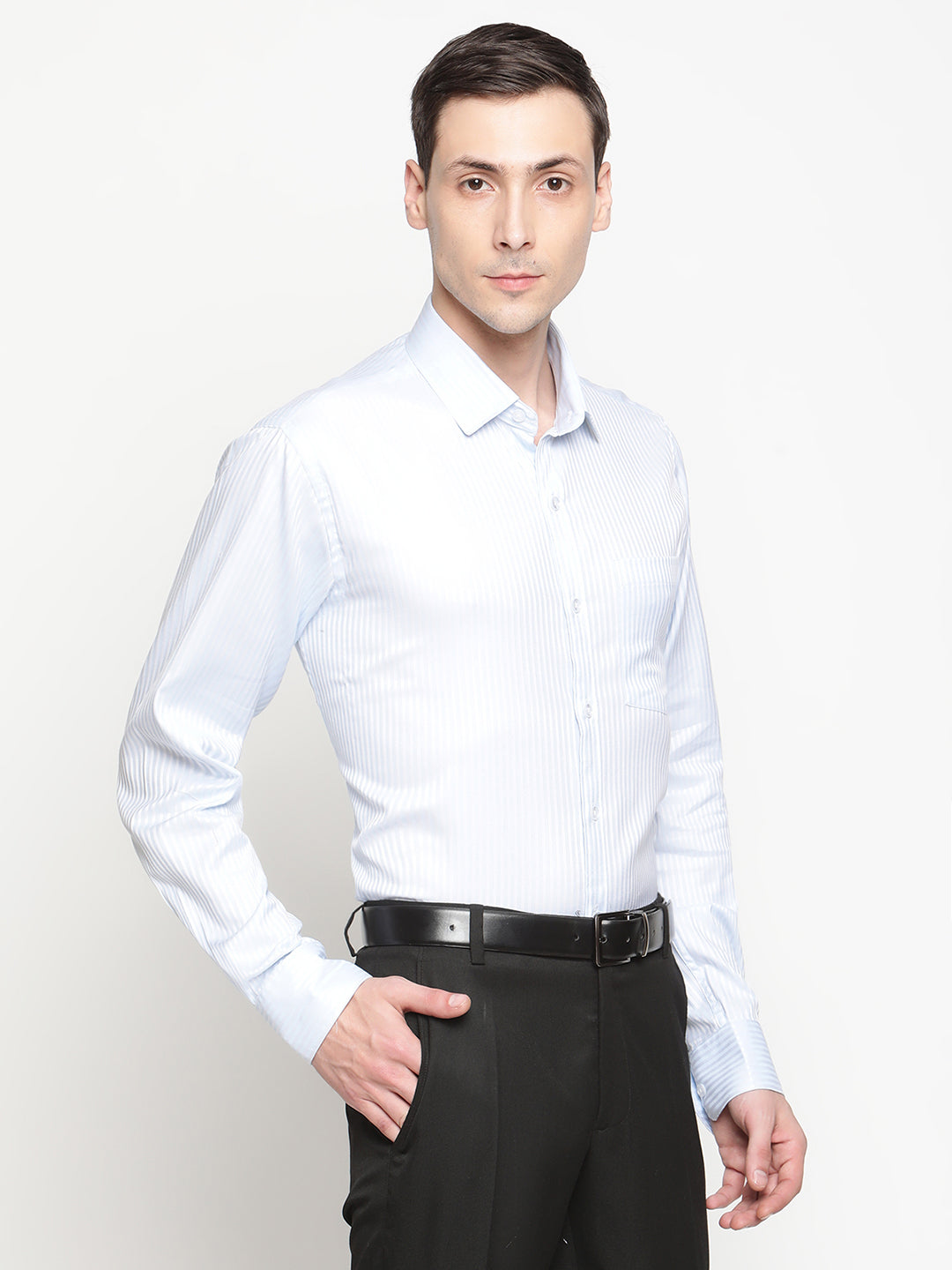 Copperline Men LIght Blue Dobby Formal Shirt Copperline