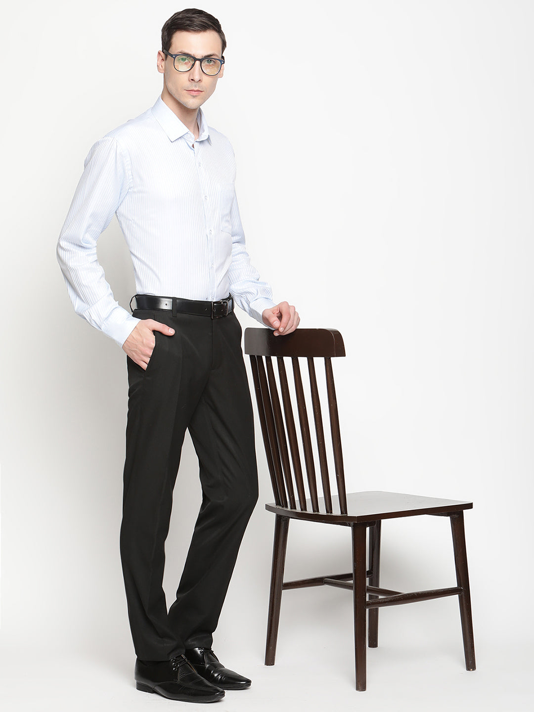 Copperline Men LIght Blue Dobby Formal Shirt Copperline