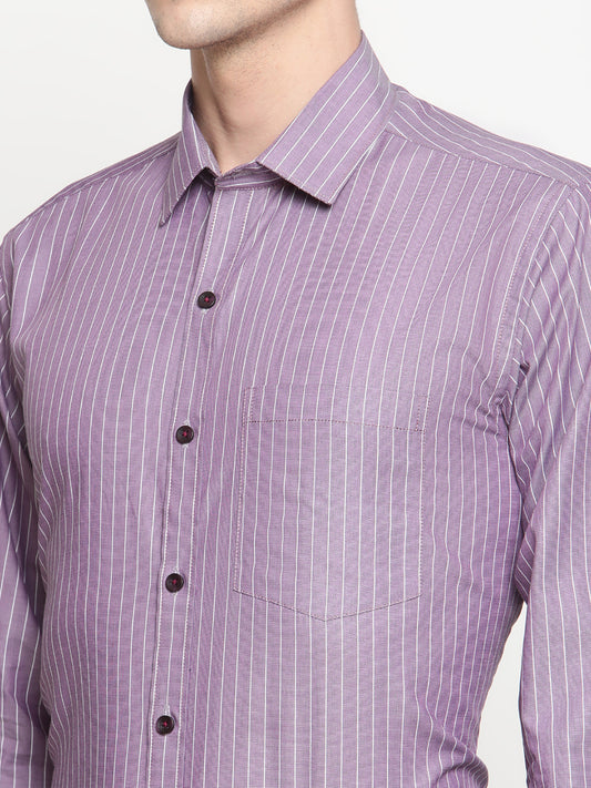 Copperline Men Purple Stripes Formal Shirt Copperline