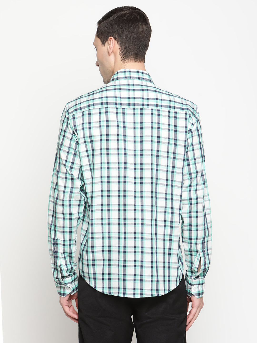 Copperline Men Green Checked Semi Formal Shirt Copperline