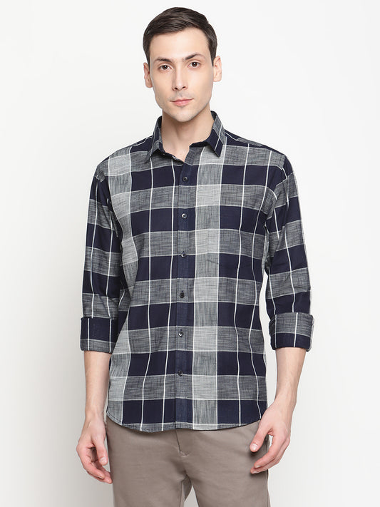 Copperline Men Black Checked Semi Formal Shirt Copperline
