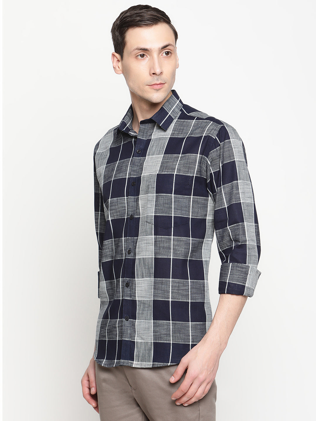 Copperline Men Black Checked Semi Formal Shirt Copperline