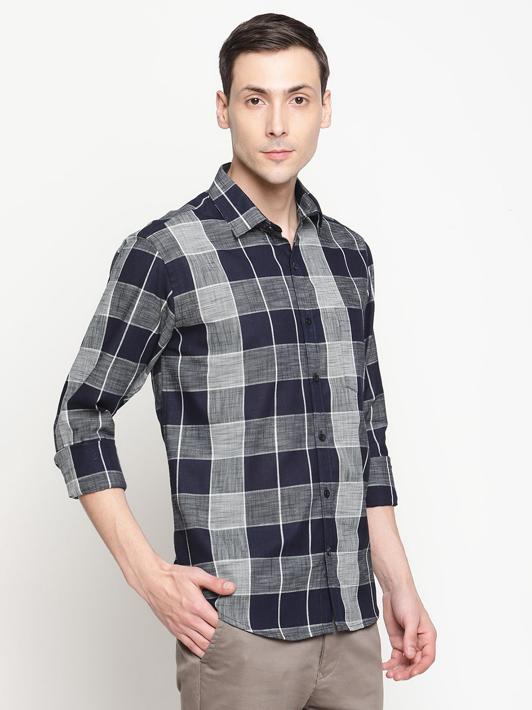 Copperline Men Black Checked Semi Formal Shirt Copperline