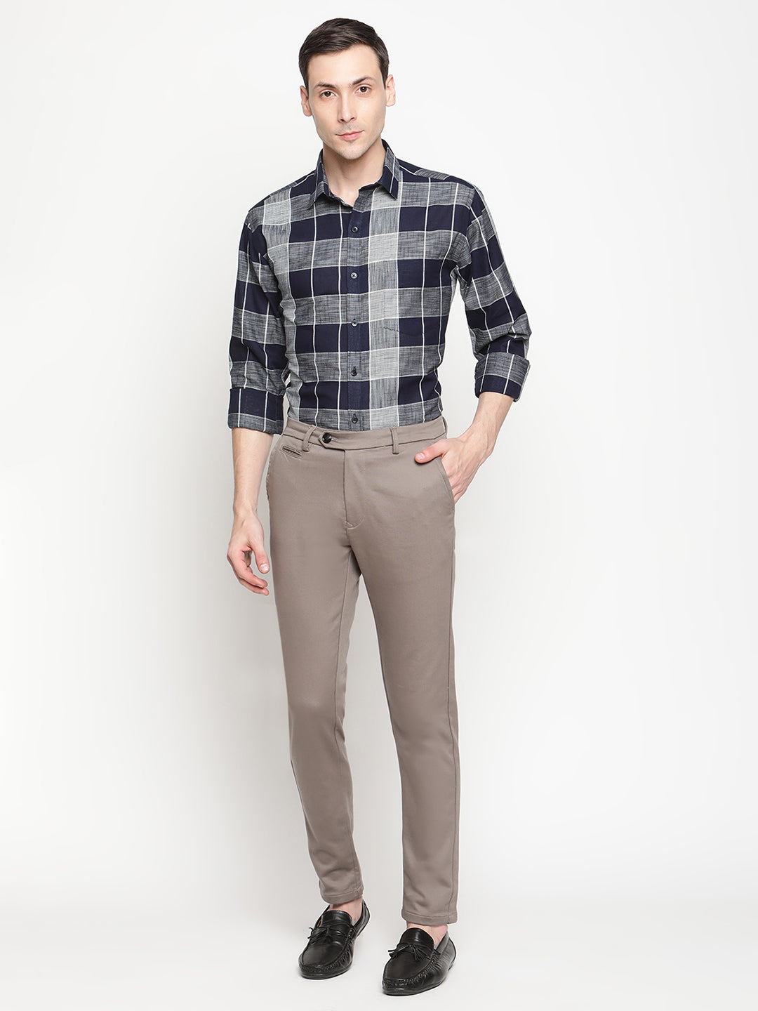 Copperline Men Black Checked Semi Formal Shirt Copperline