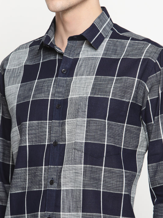 Copperline Men Black Checked Semi Formal Shirt Copperline