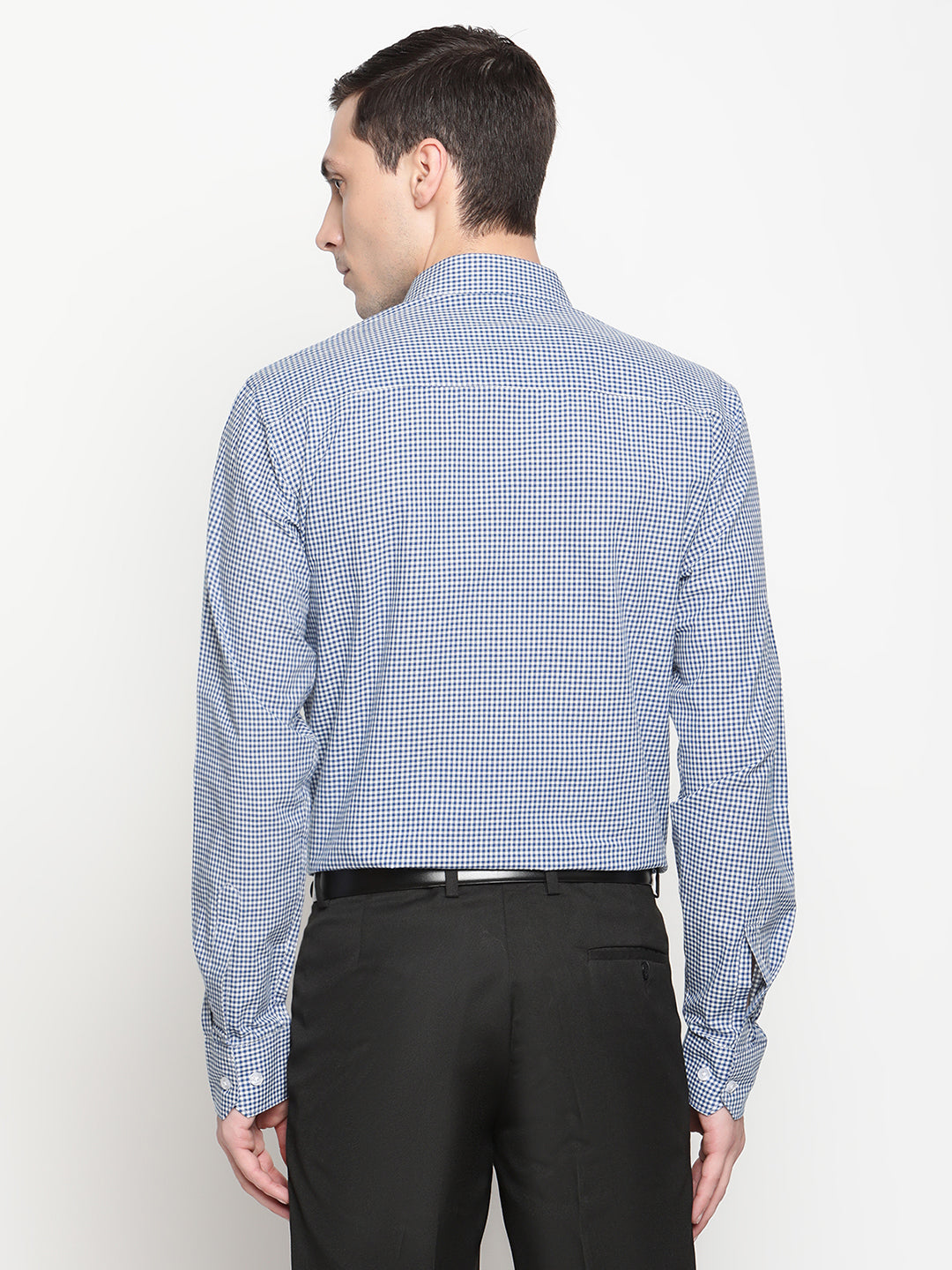Copperline Men Blue Checked Formal Shirt Copperline