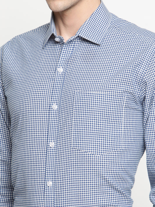 Copperline Men Blue Checked Formal Shirt Copperline