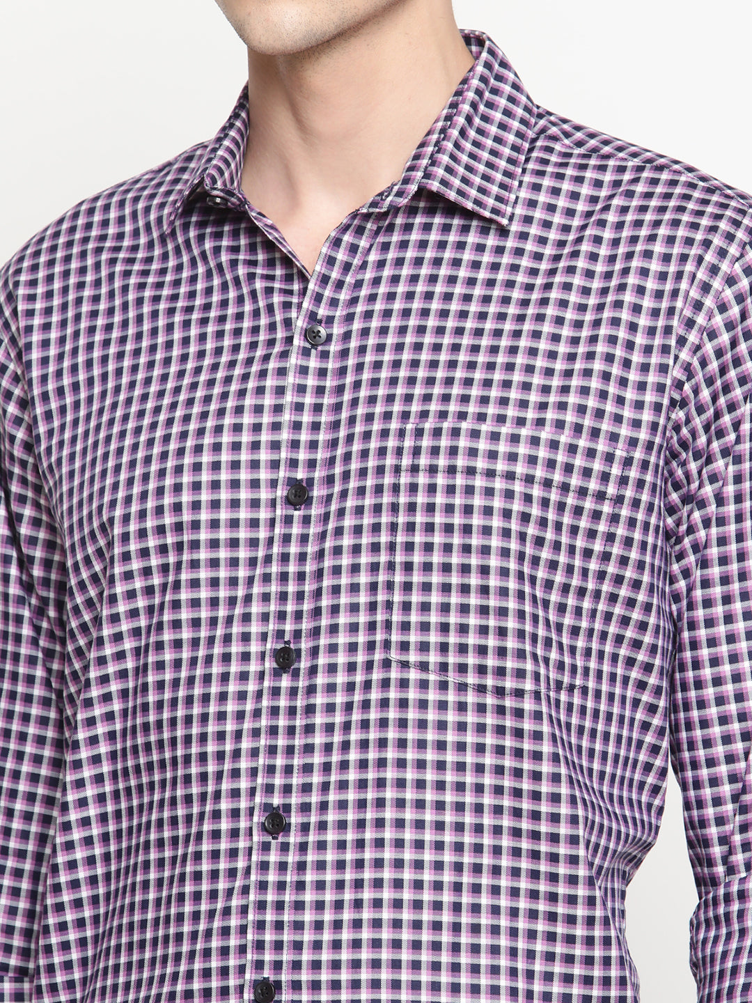 Copperline Men Navy Blue Checks Formal Shirt Copperline