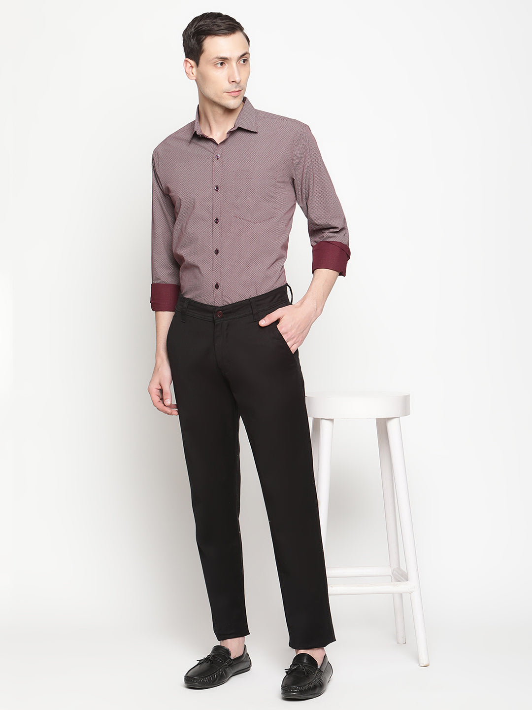 Copperline Men Maroon Printed Formal Shirt Copperline