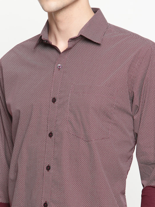 Copperline Men Maroon Printed Formal Shirt Copperline