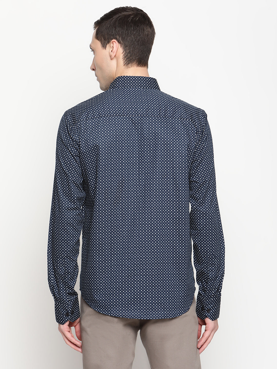 Copperline Men Navy Blue Printed Formal Shirt
