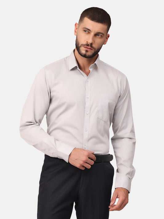Copperline Men Light Grey Dobby Formal Shirt Copperline