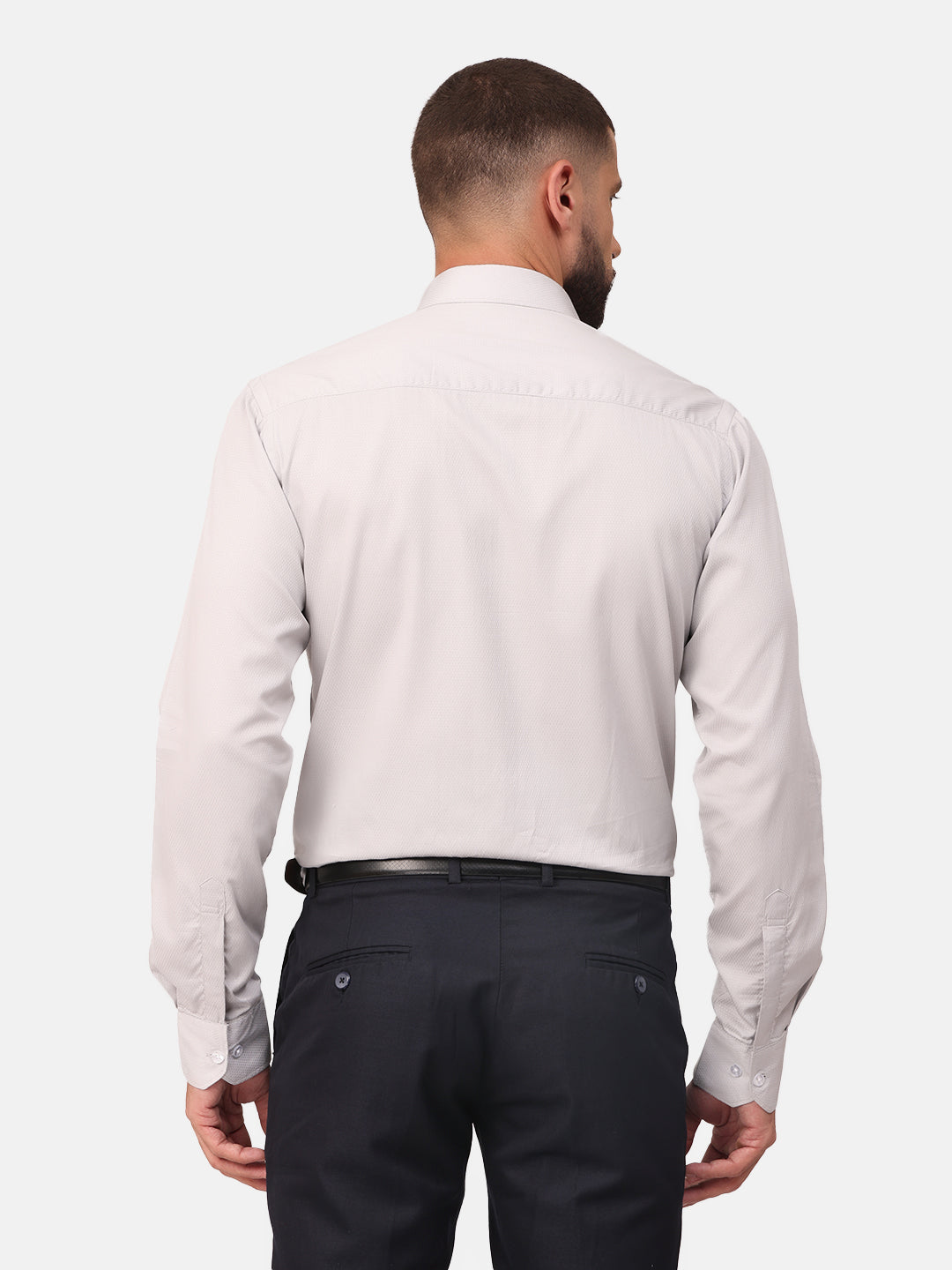 Copperline Men Light Grey Dobby Formal Shirt Copperline