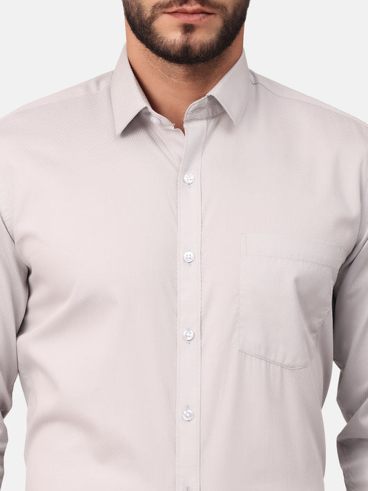 Copperline Men Light Grey Dobby Formal Shirt Copperline