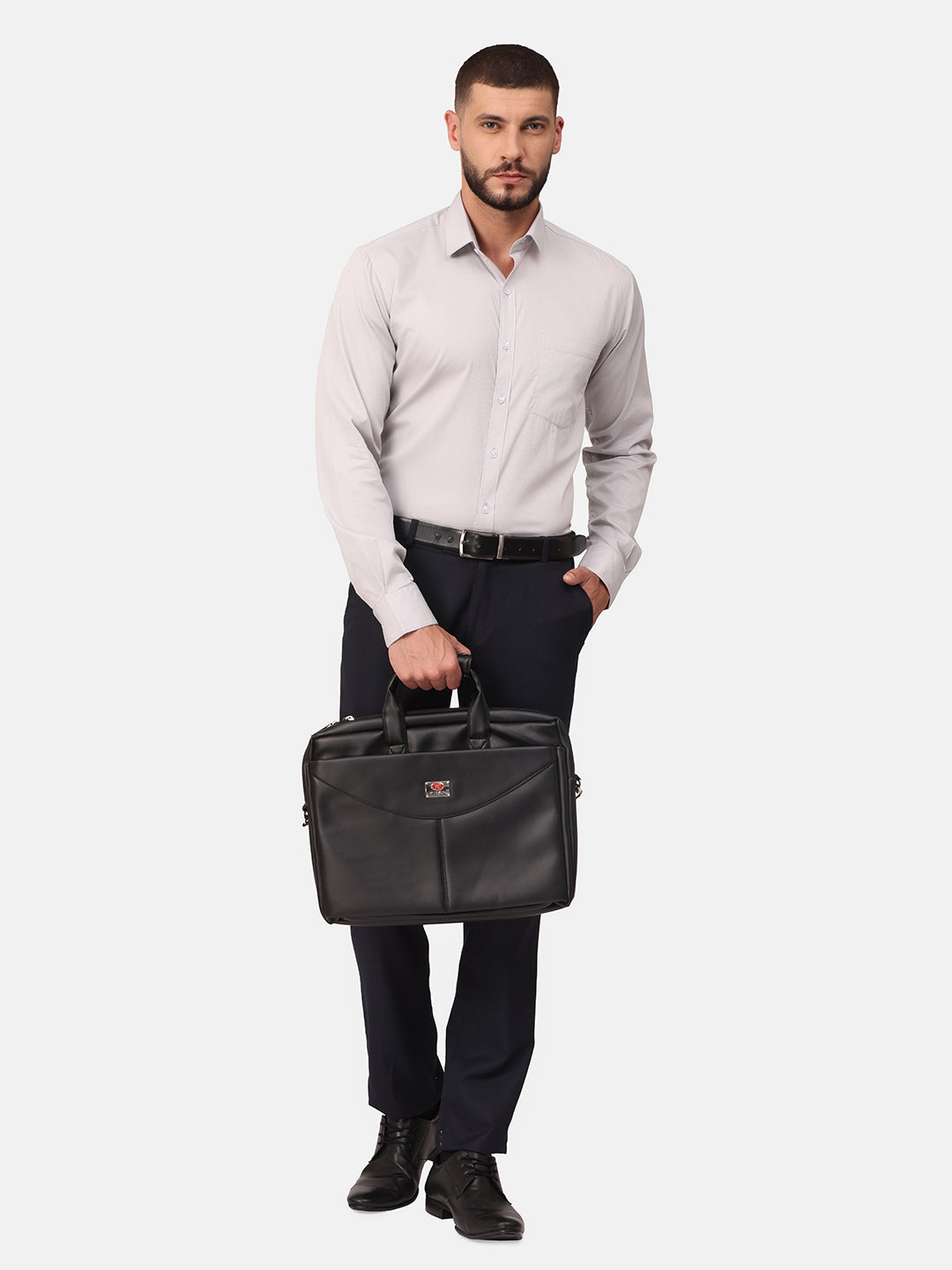 Copperline Men Light Grey Dobby Formal Shirt Copperline