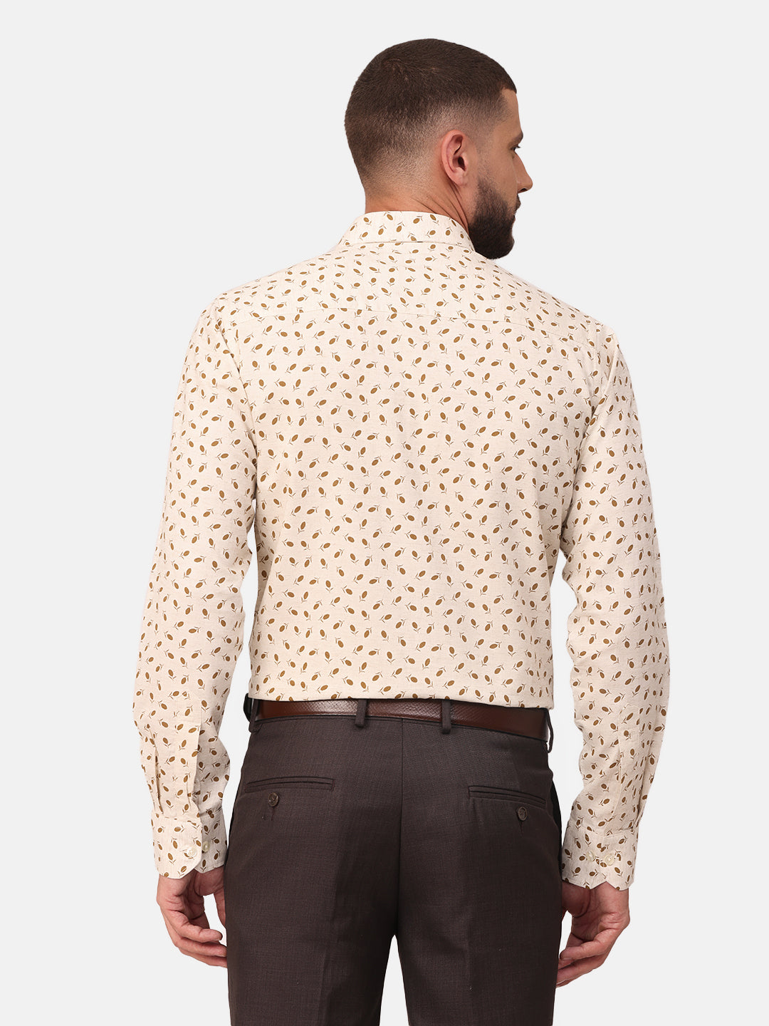Copperline Men Beige Printed Formal Shirt Copperline