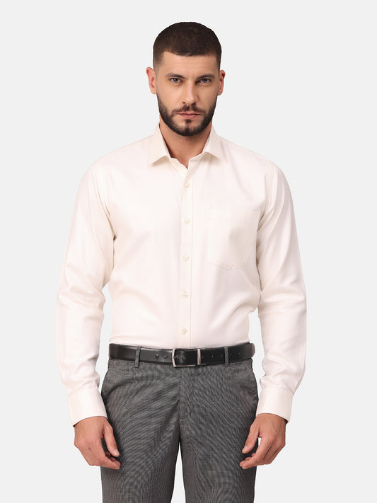Copperline Men Off White Dobby Formal Shirt Copperline