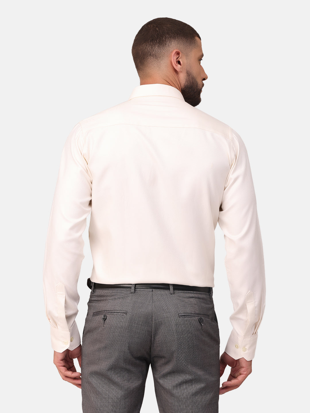 Copperline Men Off White Dobby Formal Shirt Copperline