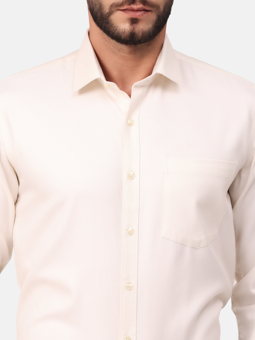 Copperline Men Off White Dobby Formal Shirt Copperline
