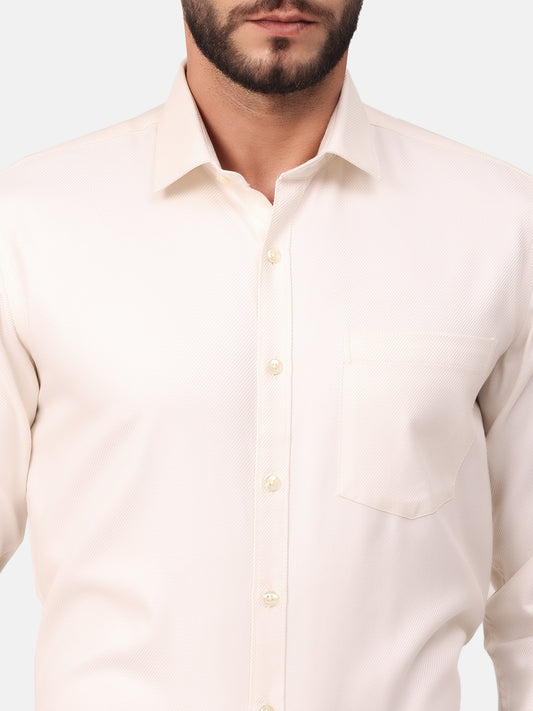Copperline Men Off White Dobby Formal Shirt Copperline