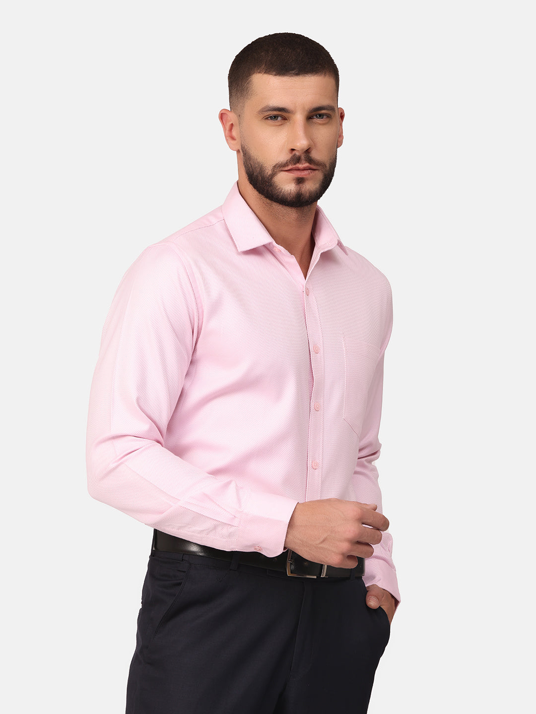 Copperline Men Pink Dobby Formal Shirt Copperline