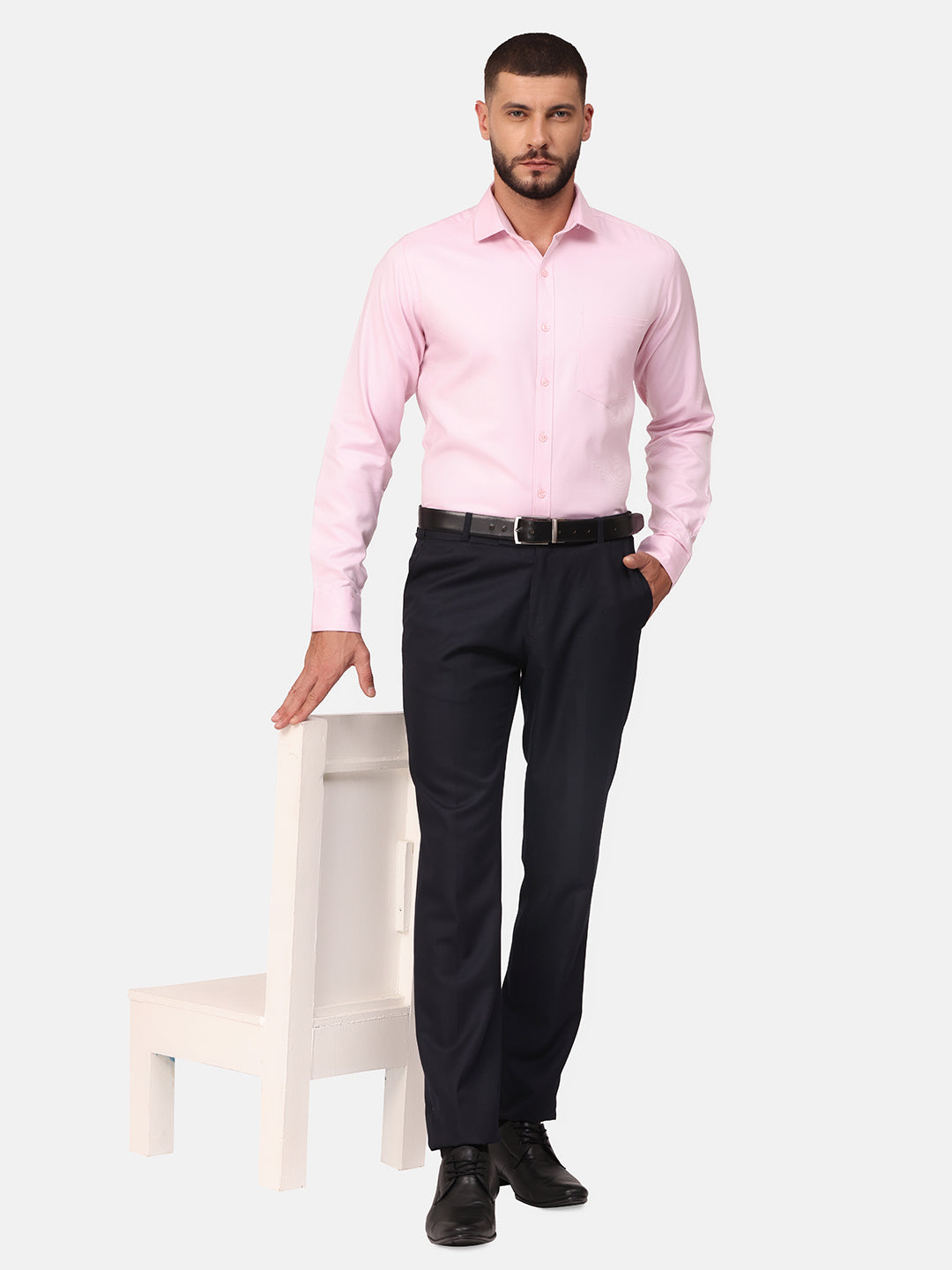 Copperline Men Pink Dobby Formal Shirt Copperline