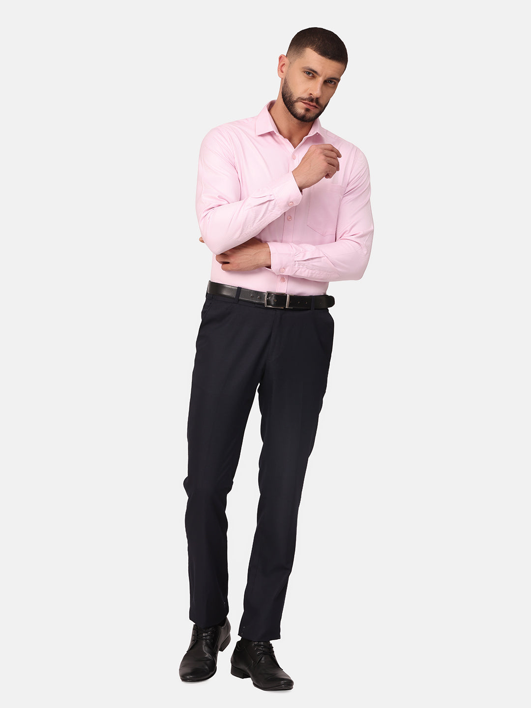 Copperline Men Pink Dobby Formal Shirt Copperline
