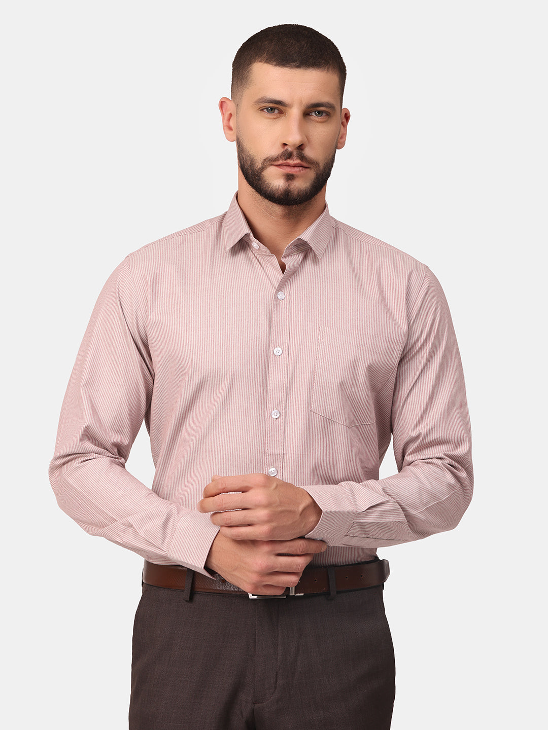Copperline Men Red Stripes Formal Shirt Copperline
